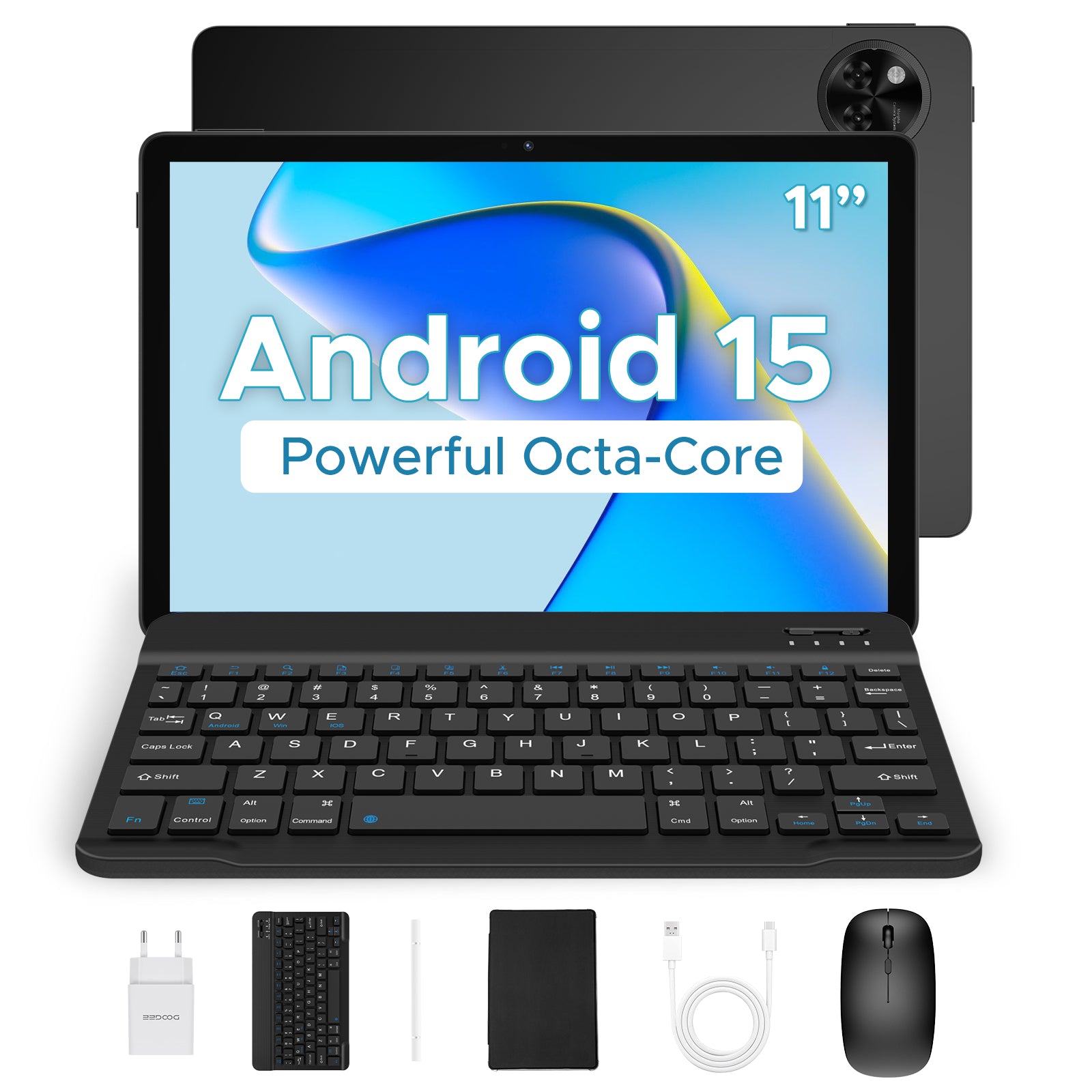 DOOGEE U11 2025 Newest Tablet 11'' Android 15 16GB+128GB/2TB TF Octa-Core, 90Hz Display, 8580mAh, Netflix 1080P Android Tablet, Bluetooth 5.0+5G WiFi Tablet, Tablet with Pen, Keyboard,Mouse&Case