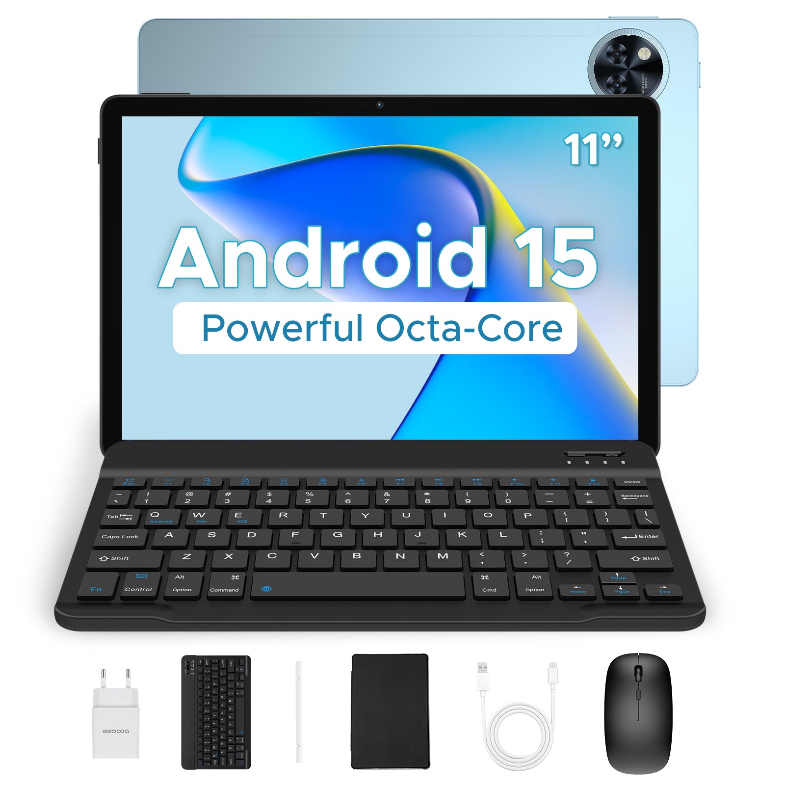 DOOGEE U11 2025 Newest Tablet 11'' Android 15 16GB+128GB/2TB TF Octa-Core, 90Hz Display, 8580mAh, Netflix 1080P Android Tablet, Bluetooth 5.0+5G WiFi Tablet, Tablet with Pen, Keyboard,Mouse&Case